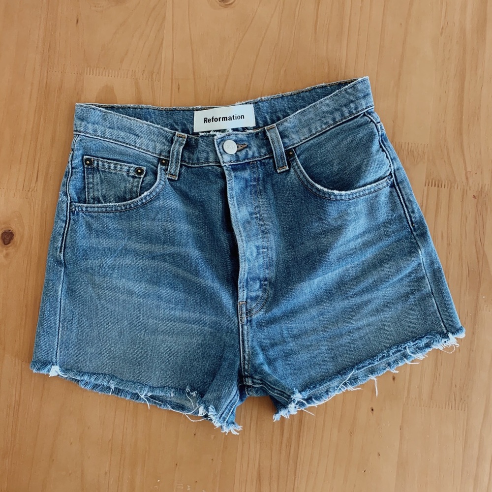 Reformation Jean cut off shorts